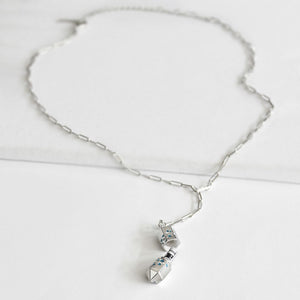 Polygon Lariat Locket - Silver